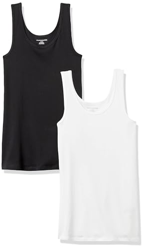 Amazon Essentials Women's Slim-Fit Tank Top, Pack of 2, Black/White, XX-Large