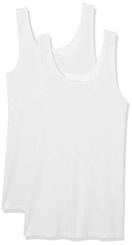Amazon Essentials Women's Slim-Fit Tank Top, Pack of 2, White, Small