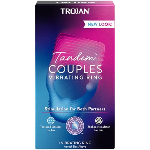 TROJAN Vibrations Tandem Couples Vibrating Ring, Personal Massager, 1 Count, Violet