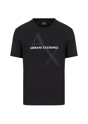 Armani Exchange Men's Crew Neck Logo Tee T Shirt, Black, Medium