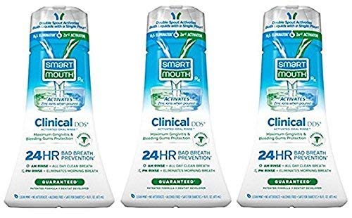 SmartMouth DDS Activated Clinical Mouthwash - for Fresh Breath - Clinical Strength Mouthwash for Gum Health, Gingivitis & More - Clean Mint Flavor, 16 fl oz (3 Pack)