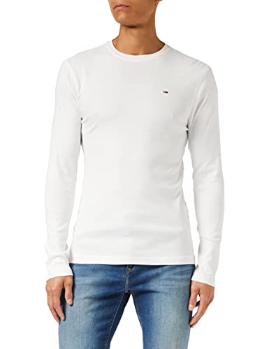 (-34%) Tommy Jeans Herren Tjm Original Rib Longsleeve Tee Dm0dm04409 Langarm Strickoberteile, Weiß, XL EU