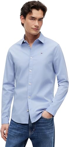 (-43%) Tommy Jeans Herren Tjm Original Stretch Shirt Dm0dm04405 Langarmhemden Gewebte Oberteile, Blue (Lavender Lustre), L EU