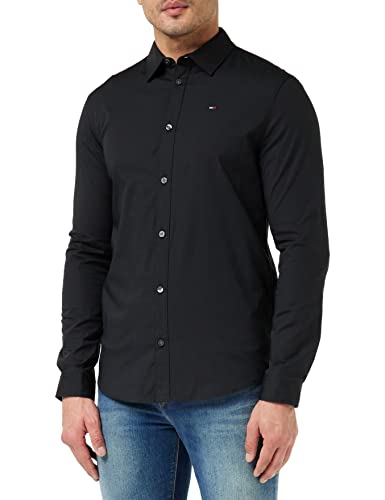 (-42%) Tommy Jeans Herren Tjm Original Stretch Shirt Dm0dm04405 Langarmhemden Gewebte Oberteile, Black (Tommy Black), XL EU