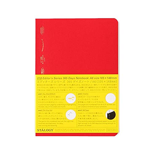 STALOGY S4112 365 Days Notebook, A6 Red