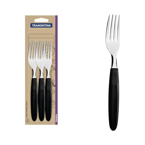 Conjunto De Garfos De Mesa Tramontina Ipanema Com Lâminas Em Aço Inox E Cabos De Polipropileno Preto 3 Peças