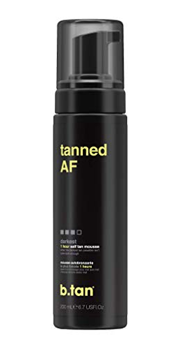 b.tan Dark Self Tanner Mousse | Get Tanned - Best, 1 Hour Express Sunless Tanning Foam, No Fake Tan Smell, Ultra Dark Bronzing Glow, Face & Body, Vegan, Cruelty Free, 6.7 Fl Oz