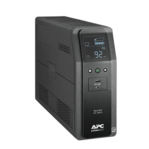 APCUPS Back-UPS Pro, 1000VA Sinewave UPS Battery Backup &amp; Surge Protector, LCD, AVR, BR1000MSENERGY STARCyberPowe