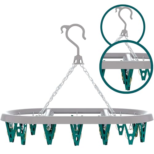 Mini Varal Oval Flash Limp | com 24 Prendedores, na cor verde, LAV6803