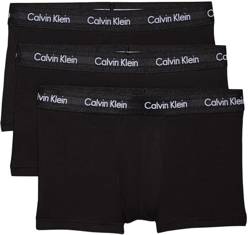 (-51%) Calvin Klein Herren 3er Pack Boxershorts Low Rise Trunks Unterwäsche, Schwarz (Black W Black Wb), L