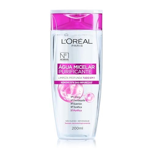 Água Micelar 5 Em 1 200ml, L'Oréal Paris, 200ml, Demaquila, Limpa, Purifica, Suaviza, Elimina Impurezas e Reequilibra a ...
