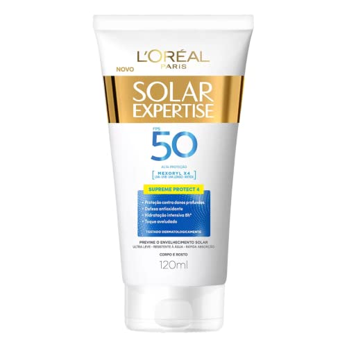 L'Oréal Paris Solar Expertise Protetor Solar Corporal com Defesa Antioxidante, Previne Manchas e o Envelhecimento, Hidratação por 8h, Resistente à Água, FPS 50, 120ml