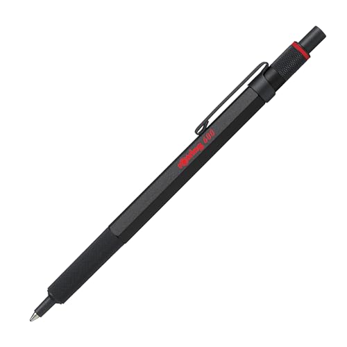 rOtring 600 Ballpoint Pen Medium Point Black Ink Black Barrel Refillable