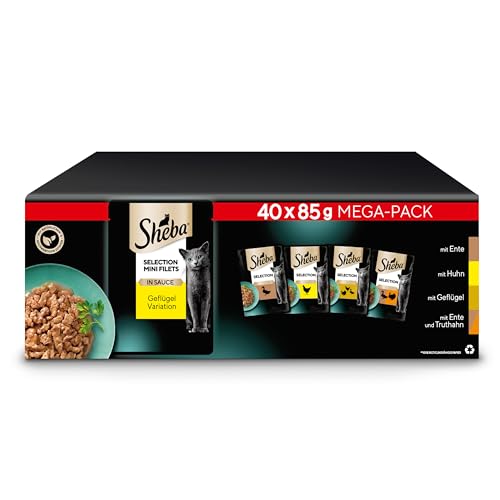 (-32%) SHEBA Adult Katzenfutter nass - 40x85g Portionsbeutel - Geflügel Variation in Sauce - Nassfutter für Katzen - 1 Großpackung