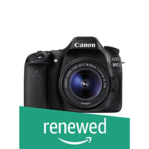 Canon EOS 80D Digital SLR Kit with EF-S 18-55mm f/3.5-5.6 Image Stabilization STM Lens (Black) (Renewed) : Electronics