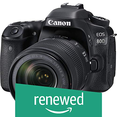 Canon EOS 80D Digital SLR Kit with EF-S 18-135mm f/3.5-5.6 Image Stabilization USM Lens (Black) (Renewed) : Electronics