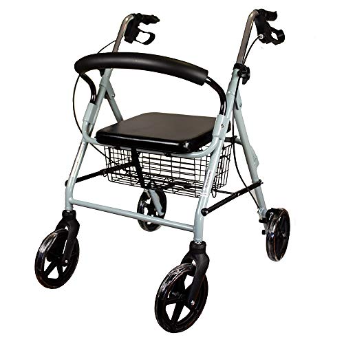 🔥 STARKER PREIS (-28%) Mobiclinic®, Rollator, Große räder für die straße, Klappbar, Mit stoffkorb und sitz, Aus aluminium, Leicht, Beständig, Bremse an den griffen, Europaische marke, Modell sofía, Grau