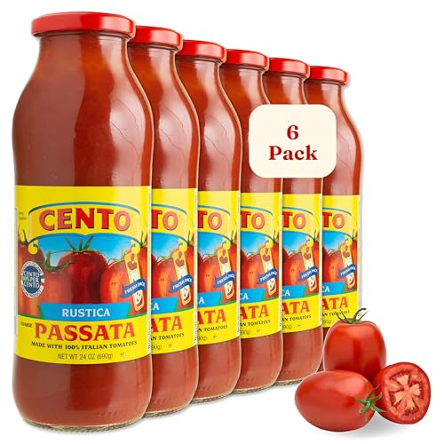 Cento Rustica Passata, 24 Oz (Pack of 6), 100% Italian Crushed Tomatoes, Made in Italy from Fresh Whole Tomatoes - Non-GMO, Gluten-Free