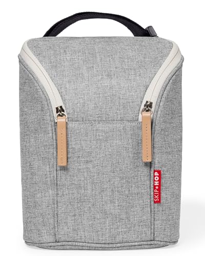 Skip Hop Grab and Go Double Bottle Bag, Grey Melange