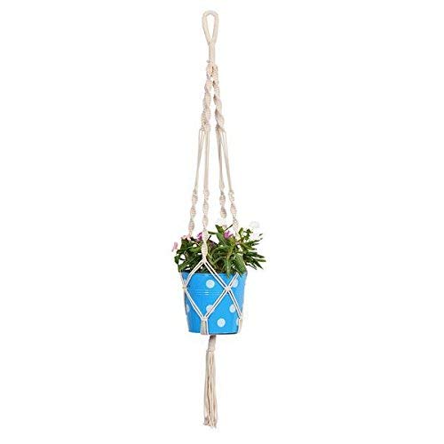 TrustBasket Blue Round Dotted Planter with Macrame Cotton Contemporary Hanger | Rope Flower Pot Holder for Indoor Outdoor Hanging Planter Basket - Pac
