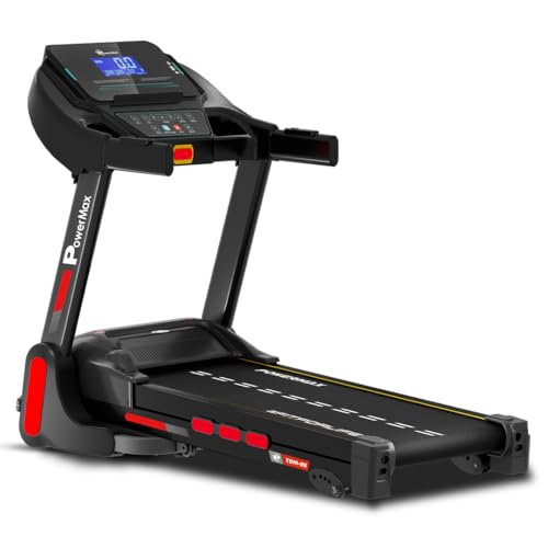 PowerMax Fitness TDM-98 4HP Foldable Motorized Manual Incline Treadmill for Home Use, 110kg Max User, Max Speed-10kmph, Preset programs, Heart Rate Se
