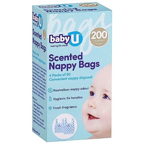 babyU Scented Nappy Bags Convenient Nappy Disposal Neutralises Nappy Odour Hygienic Tie...