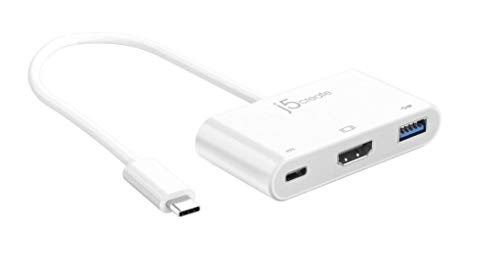 j5create USB C to HDMI and USB 3.1 Adapter with 100W PD, Type C to 4K HDMI 30Hz Converter, USB 5Gbps Port, 3 in 1 Multiport Dongle for MacBook Air Pro