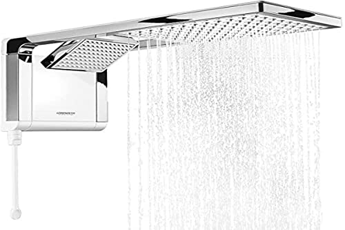 Ducha Acqua Duo Ultra Branco e Cromado 6800W com Haste para Controle da Temperatura com Comando Eletrônico e Jato Direcionável - Lorenzetti