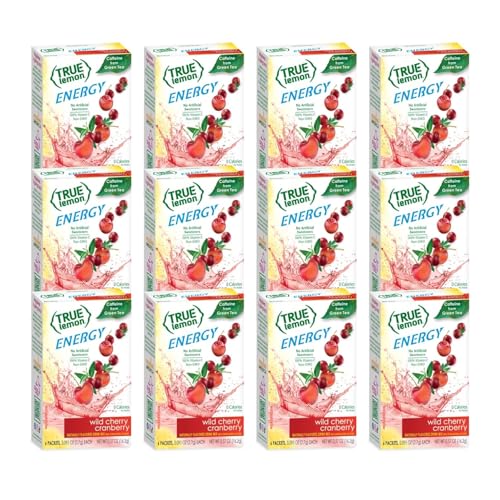 TRUE CITRUS - Wild Cherry Cranberry (Pack of 12) - Energy Drink Powder Mix - Sugar Free Energy Drinks