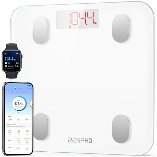 (-63%) RENPHO Personenwaage Digital, Bluetooth Körperfettwaage, Weiß, 180 kg