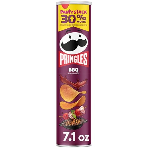 Pringles Potato Crisps Chips, Lunch Snacks, On-The-Go Snacks, Party Stack, BBQ, 7.1oz Can (1 Can)