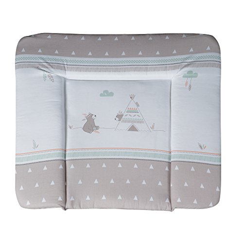 (-21%) roba Wickelauflage Indibär 85 x 75 cm - Weiche Wickelunterlage mit Bären Motiv - Wickeltischauflage PU beschichtet - Grau / Braun