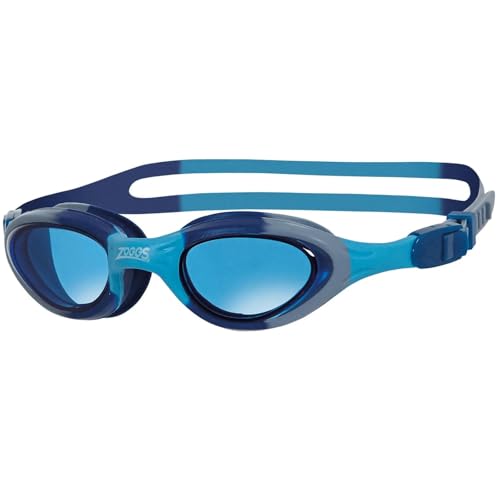 Zoggs Super Seal Swimming Goggles Kids (Age 6-14, Blue Tinted Lens, Blue) UV Protection, Anti-Fog, Junior Boys & Girls Quick Adjust, Split Yoke Strap, Kids Goggles