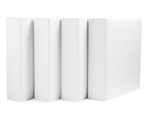 Amazon Basics 3 Ring Binders, 2 Inch, 4 Pack, D-Ring Organizer for School, Home Office, White