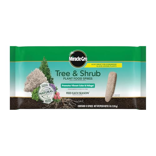 Miracle-Gro Tree and Shrub Plant Food Spikes, For Deciduous, Flowering and Evergreen Trees, Hydrangeas, and Acid-Loving Plants, 12 Spikes
