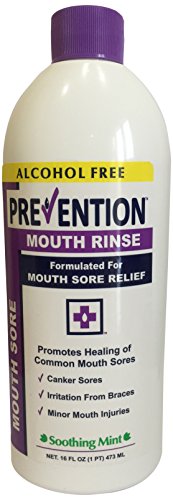 Prevention Mouth Sore Mouth Rinse, Canker Sore Treatment, Oral Pain Relief Mouthwash for Ulcers and Sores, Braces, with Hydrogen Peroxide, Alcohol-Free, Fluoride Free, 16 oz, Soothing Mint, 1 Pack