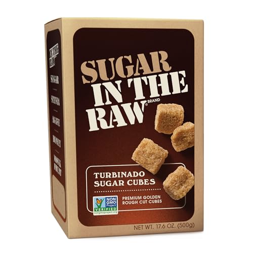 Sugar In The Raw Turbinado Cane Sugar Cubes, 17.6 oz. Box, Pure, All-Natural Turbinado Sugar, Non-GMO Project Certified,