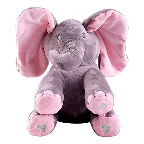 Dimple Kaia Peek A Boo Elephant Toy, Interactive Singing Stuffed Elephant Plush with Moving Ears, Musical Stuffed Animal for Babies and Toddlers, Adorable Elephant Baby Toy