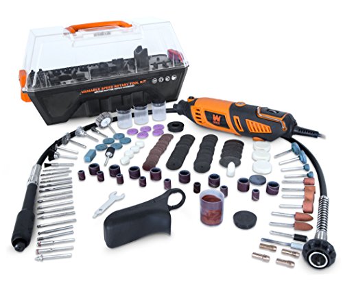 WEN 23190 1.3-Amp Variable Speed Steady-Grip Rotary Tool with 190-Piece Accessory Kit, Flex Shaft, and Carrying Case, Mu