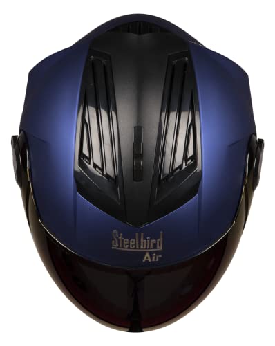 Air SBA-2 Matt Full Face Helmet with Iridium Blue Visor (Blue, Large), Expanded Polystyrene and ABS