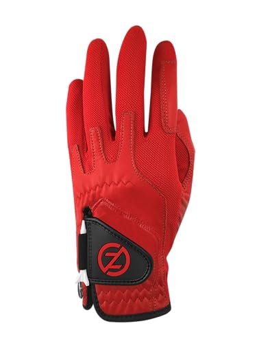 Zero Friction Men's Cabretta Elite Left Hand Golf Glove, One Size, Red