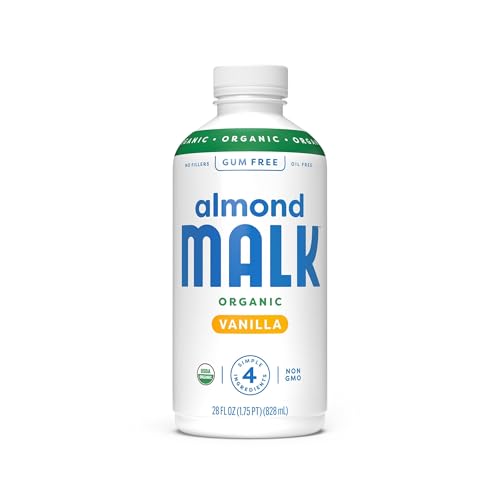 MALK Organic Vanilla Almond Milk, 28 FZ - Non GMO, Gluten Free, Dairy Free, Plant Based, Vegan