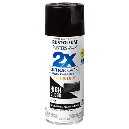 Rust-Oleum 331172 Painter's Touch 2X Ultra Cover Spray Paint, 12 oz, High Gloss Black
