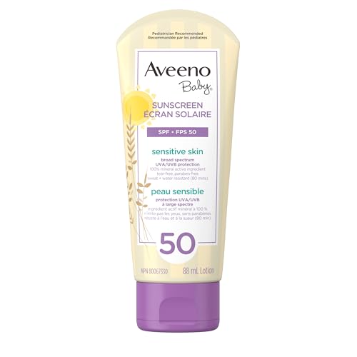 Aveeno Baby Mineral Sunscreen Lotion SPF 50 Travel Size 88mL