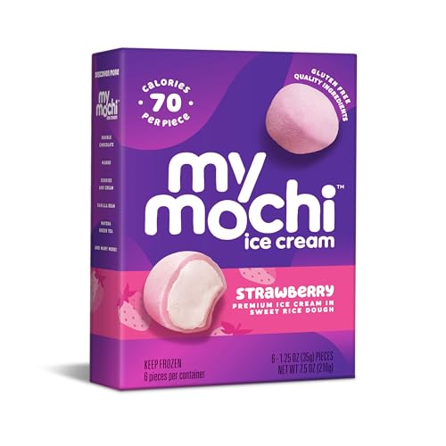 My/Mo Mochi Ice Cream, Ripe Strawberry, (Frozen), 1.5 Ounce (Pack of 6)
