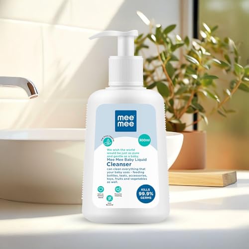 Mee Mee  Liquid Cleanser 300 ml | Anti-Bacterial Formula Kills 99.9% Germs | For Bottles, Nipples, Accessories, Toys, Fruits & Vegetables | Alcohol-Fr