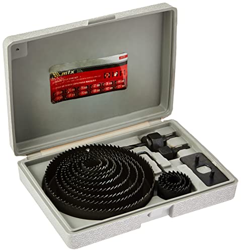 MTX Jogo de Serras Copo para Madeira 12 Peças 19 a 127 mm – Aço Carbono com Acessórios e Estojo