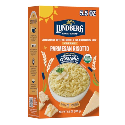 Lundberg Organic Creamy Parmesan Risotto Seasoned Rice - Regenerative Organic Certified Arborio Rice & Seasoning Mix, Gluten Free, 5.5 Ounce Box