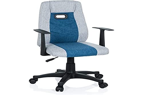 hjh OFFICE KIDDY EXTRA Kinder-Schreibtischstuhl, ergonomischer Drehstuhl mit Armlehnen, Stoff, höhenverstellbar, Grau-Blau