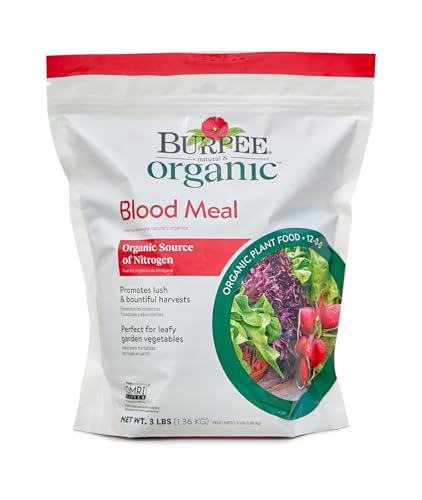 Burpee Organic Blood Meal Fertilizer | Add to Potting Soil | Excellent Natural Source of Nitrogen | for Tomatoes, Spinach, Broccoli, Leafy Greens | 3 lb, 1-Pack